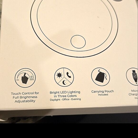 Zadro Rechargeable Compact LED Mirror w/Carrying Pouch- Grey - Picture 12 of 12